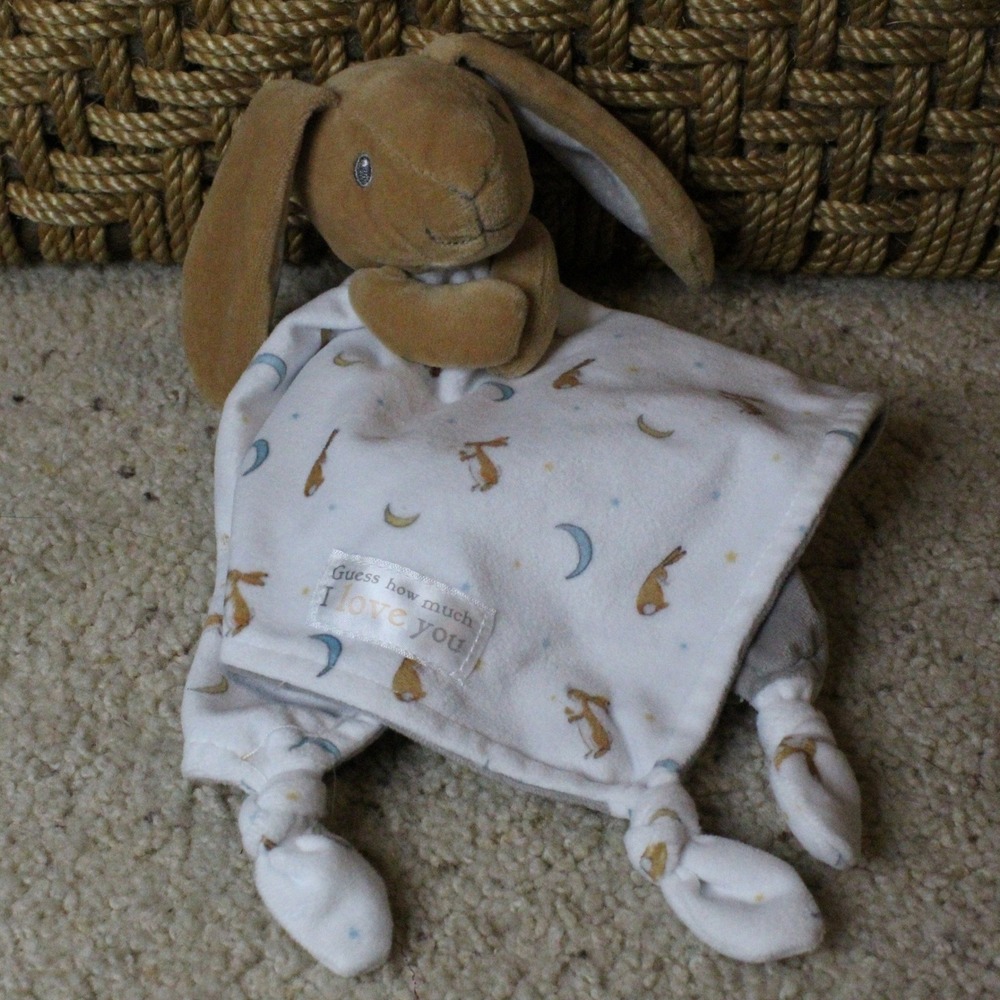 Guess How Much I Love You Bunny Lovey Security Blanket Kids Preferred Tan White